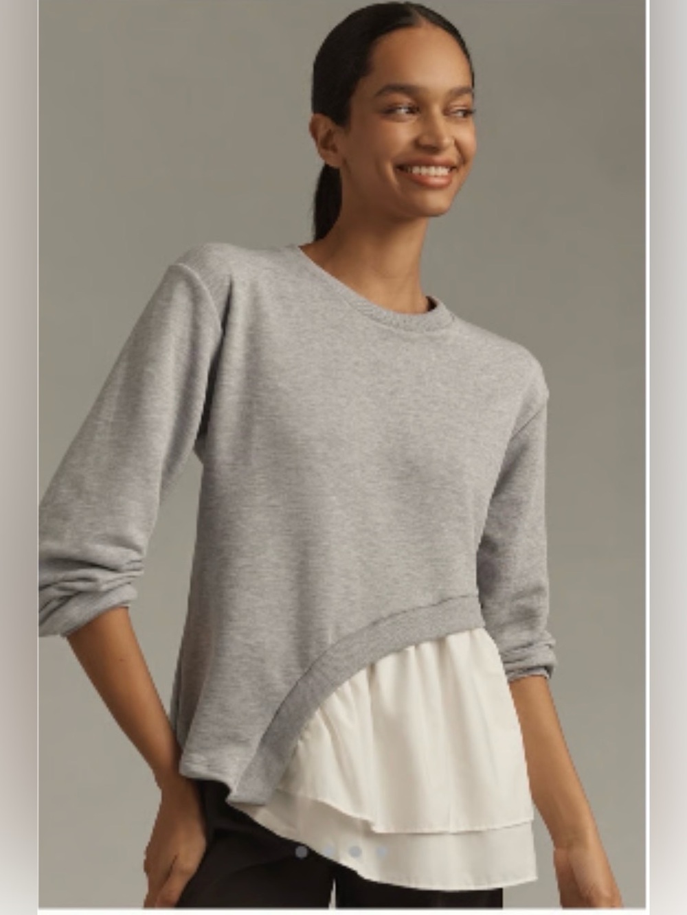 Anthropologie Maeve Light Gray Crewneck Sweatshirt